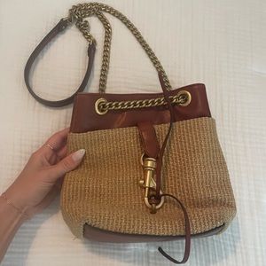 $198 REBECCA MINKOFF EDIE STRAW BUCKET BAG